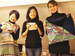 Kyoko (left) with some girls showing their creations in Prima Luce