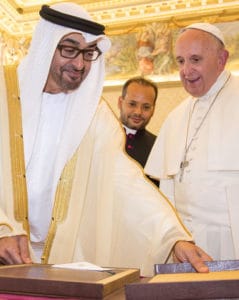 Pope Francis with Abu Dhabiâ€™s Crown Prince Sheikh Mohammed bin Zayed Al-Nhayan
