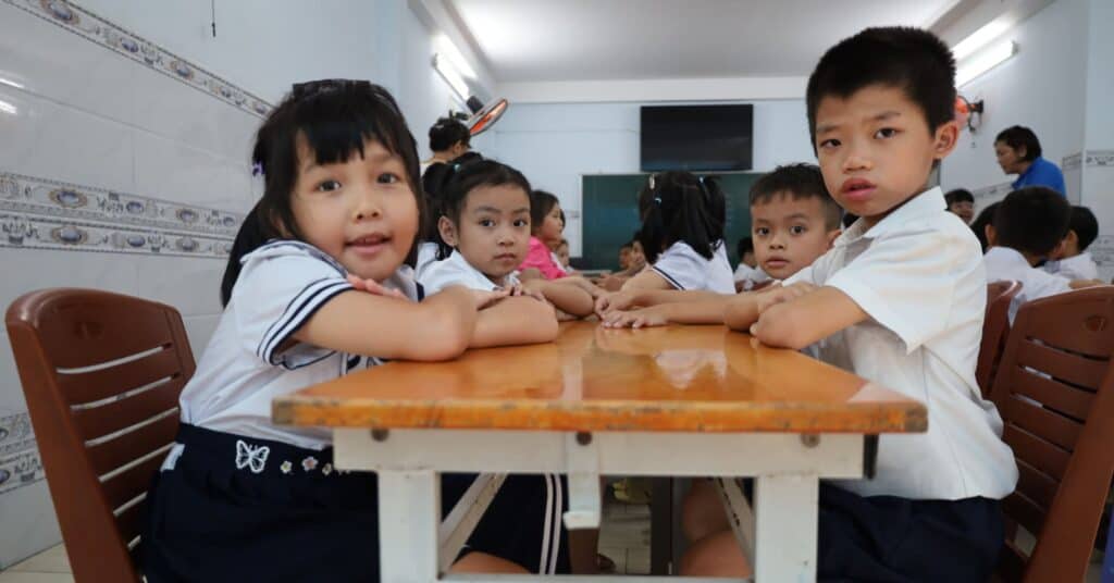 A group of students at the school