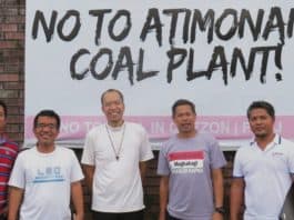 (Clockwise from left to right) Fr. Warren Puno (far right) with Greenpeace Southeast Asia executive director Naderev "Yeb" SaÃ±o and members of the Save Sierra Madre Network